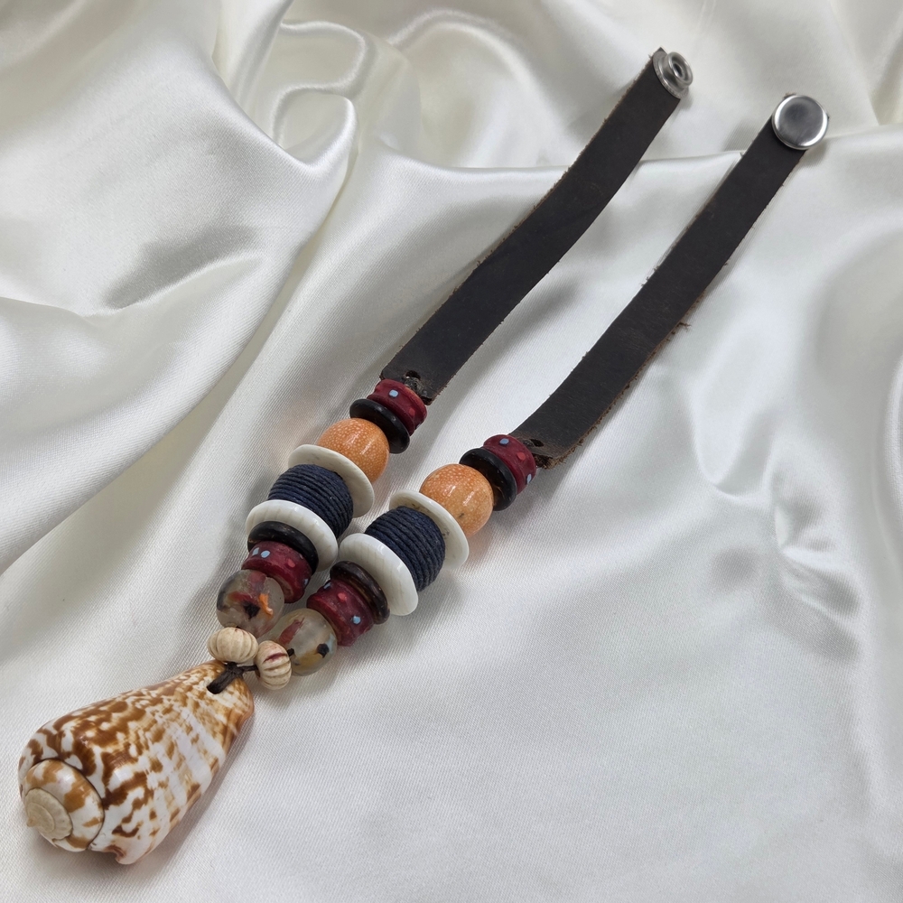 🐚Twine & Twig Bohemian Boho Multicolor Beaded Necklace Oyster Shell Handmade